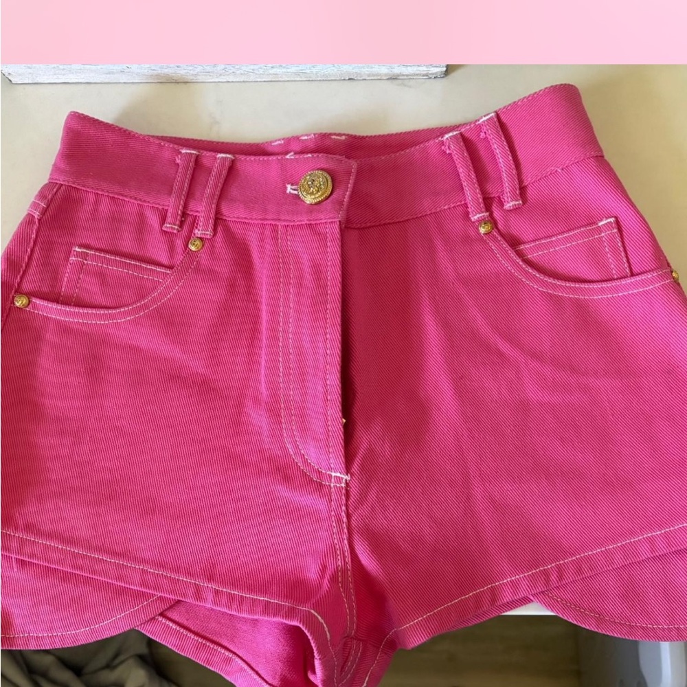 Balmain High Waist Pink Women's Shorts